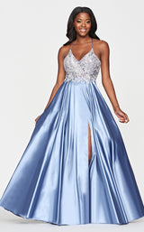 2 of 4 Faviana S10537 Dress Steel-Blue-Silver