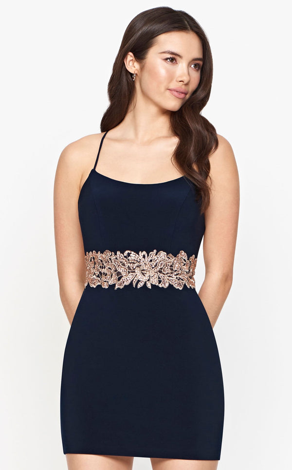 Faviana S10611 Dress Navy-Rosegold