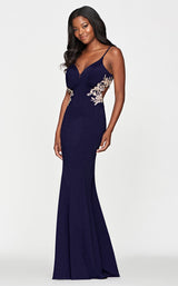 1 of 2 Faviana S10668 Dress Navy-Gold