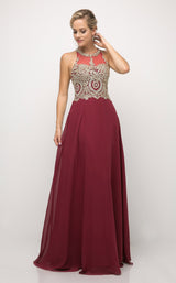 2 of 7 Cinderella Divine UJ0120 Dress Burgundy-Gold