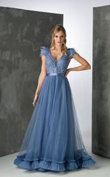 1 of 2 Rozallini Y0125 Dress Classic-Blue