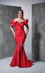 1 of 2 Rozallini Y0145 Dress Scarlet-Red