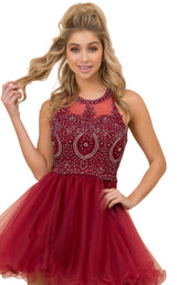 6 of 8 Nox Anabel B652 Dress Burgundy