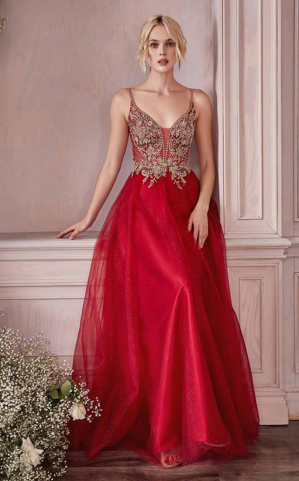 Cinderella Divine CD0195 Dress Burgundy-Gold