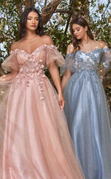 10 of 10 LaDivine CD0197 Dress Blush and Smoky-Blue