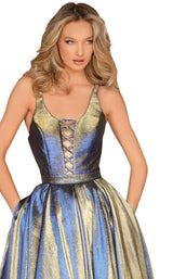 2 of 2 Clarisse 8234 Dress Cobalt-Gold