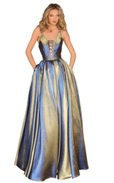 1 of 2 Clarisse 8234 Dress Cobalt-Gold