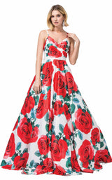 1 of 2 Dancing Queen 2845 Dress White-Red-Print