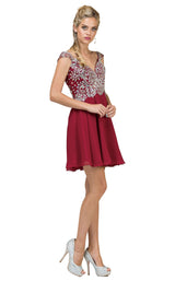 1 of 2 Dancing Queen 9160 Dress Burgundy