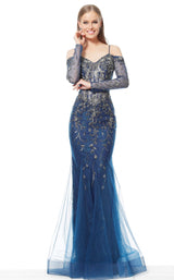 1 of 4 Jovani 1201 Dress Navy Gunmetal