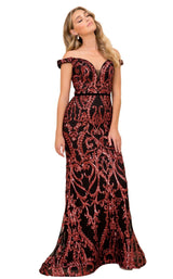 1 of 8 Nox Anabel P418 Dress Black-Burgundy