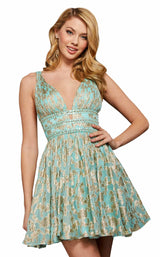 2 of 8 Sherri Hill 52965 Aqua-Gold