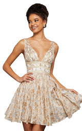 1 of 8 Sherri Hill 52965 Ivory-Gold