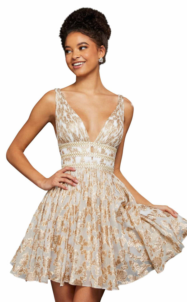 Sherri Hill 52965 Ivory-Gold