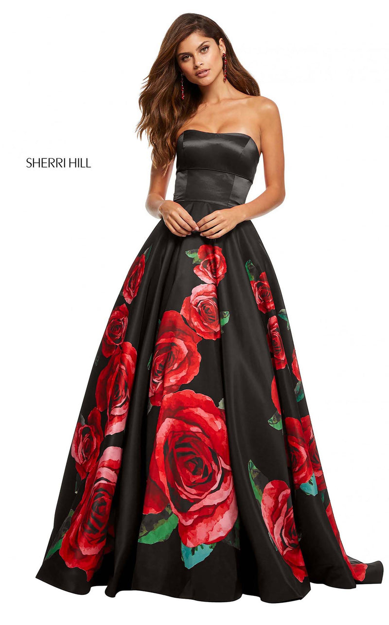 Sherri Hill 52722 Black Print