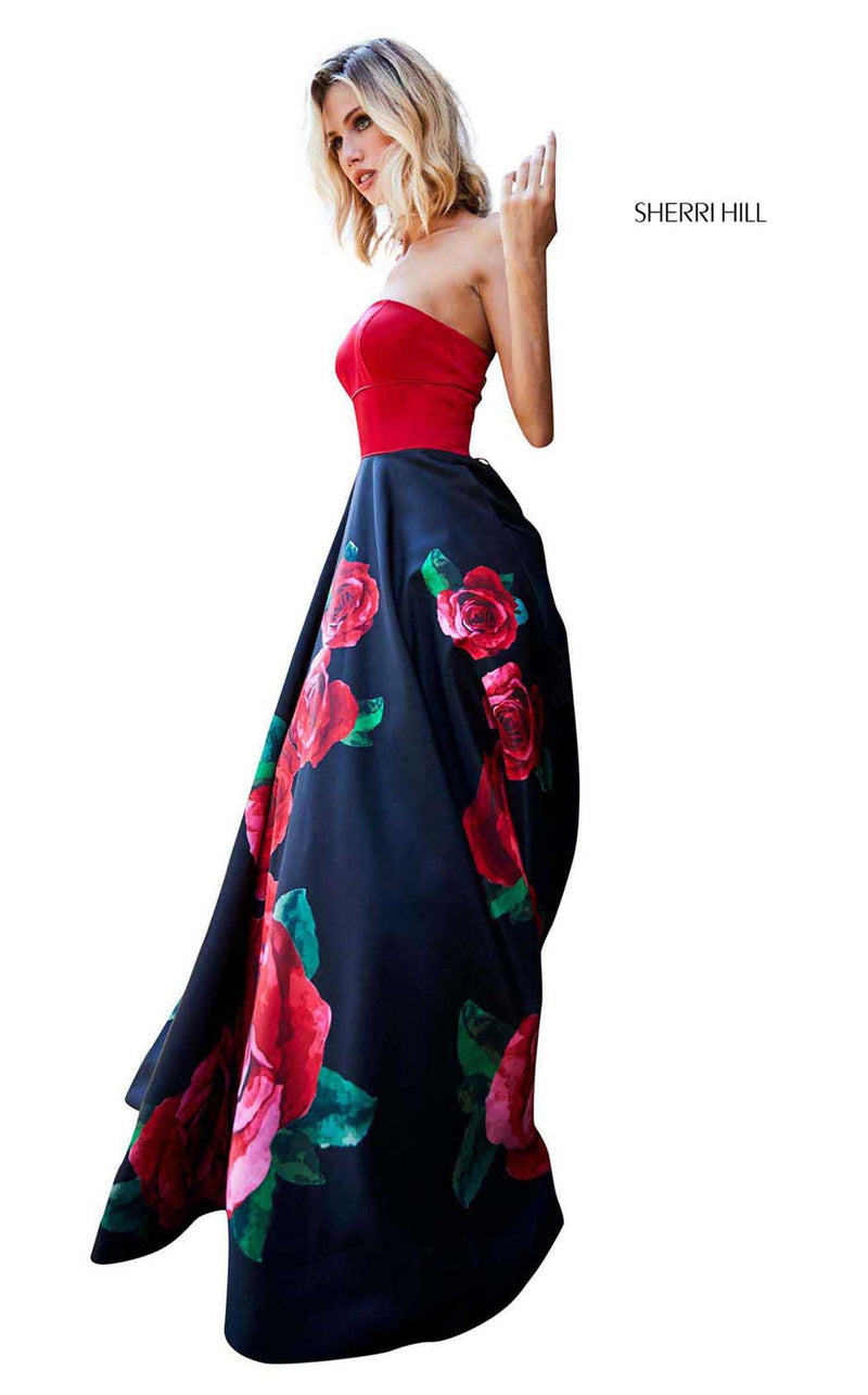 Sherri Hill 52722 Black-Red-Print