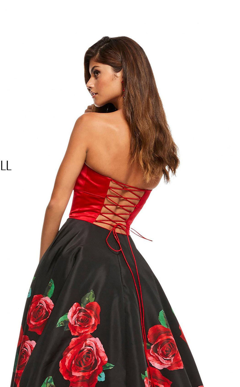 Sherri Hill 52722 Black-Red-Print