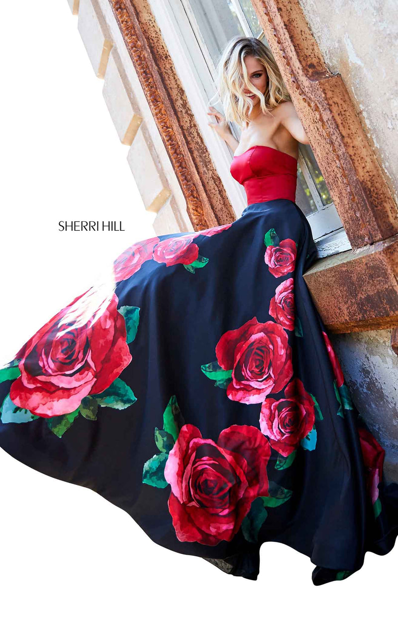 Sherri Hill 52722 Black-Red-Print