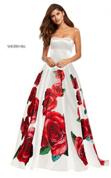 2 of 18 Sherri Hill 52722 Ivory-Red-Print