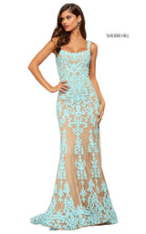 6 of 26 Sherri Hill 52925 Nude/Aqua