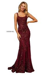 3 of 26 Sherri Hill 52925 Burgundy